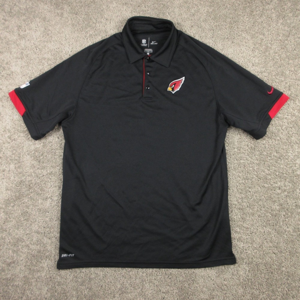 Arizona Cardinals Polo Shirt Men Large Black Nike Drifit NFL On Field Coach Golf